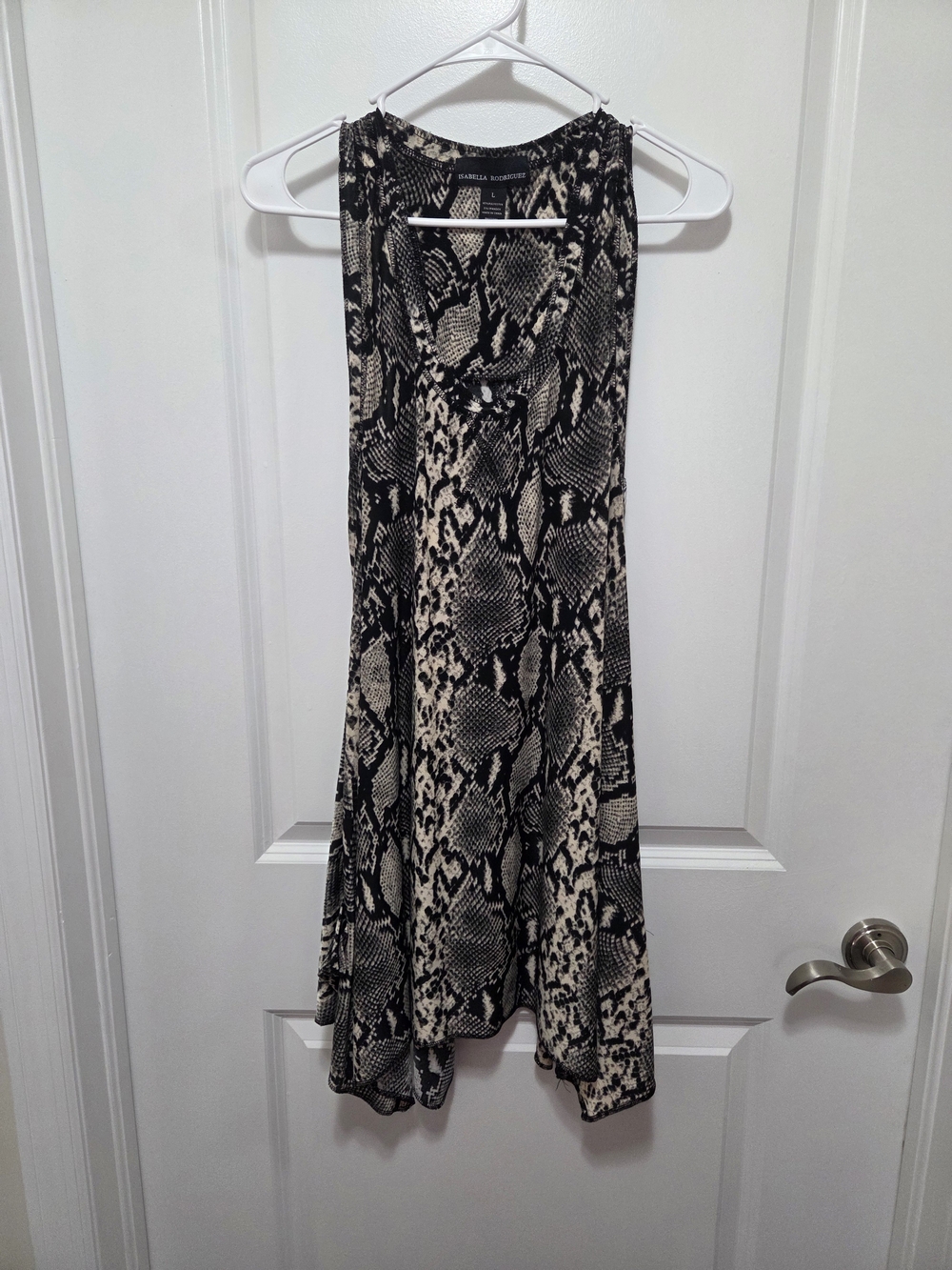 Snake Print Sleeveless Flowy Dress - Black & Cream